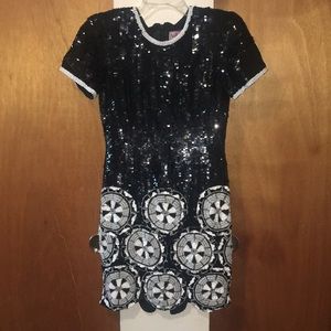 🖤🤍🖤EUC Vintage Silk/Sequence/Beaded Evening Dress